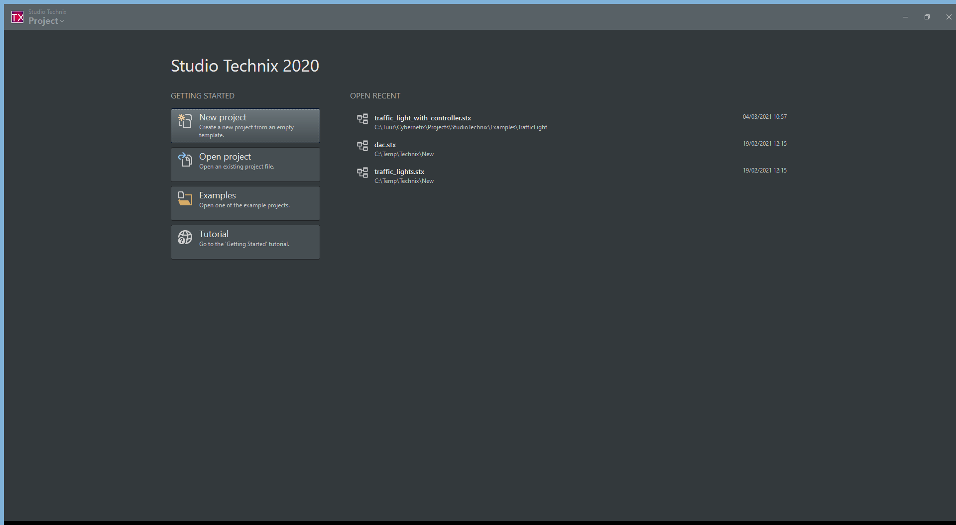 Welcom Screen of Studio Technix